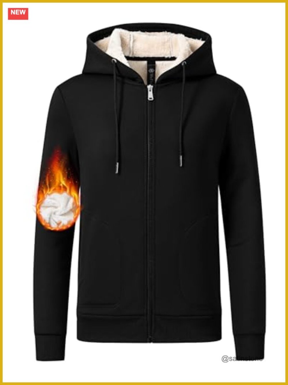 Fleece Lined Zip Up Hoodie with Pockets Sherpa Jacket
